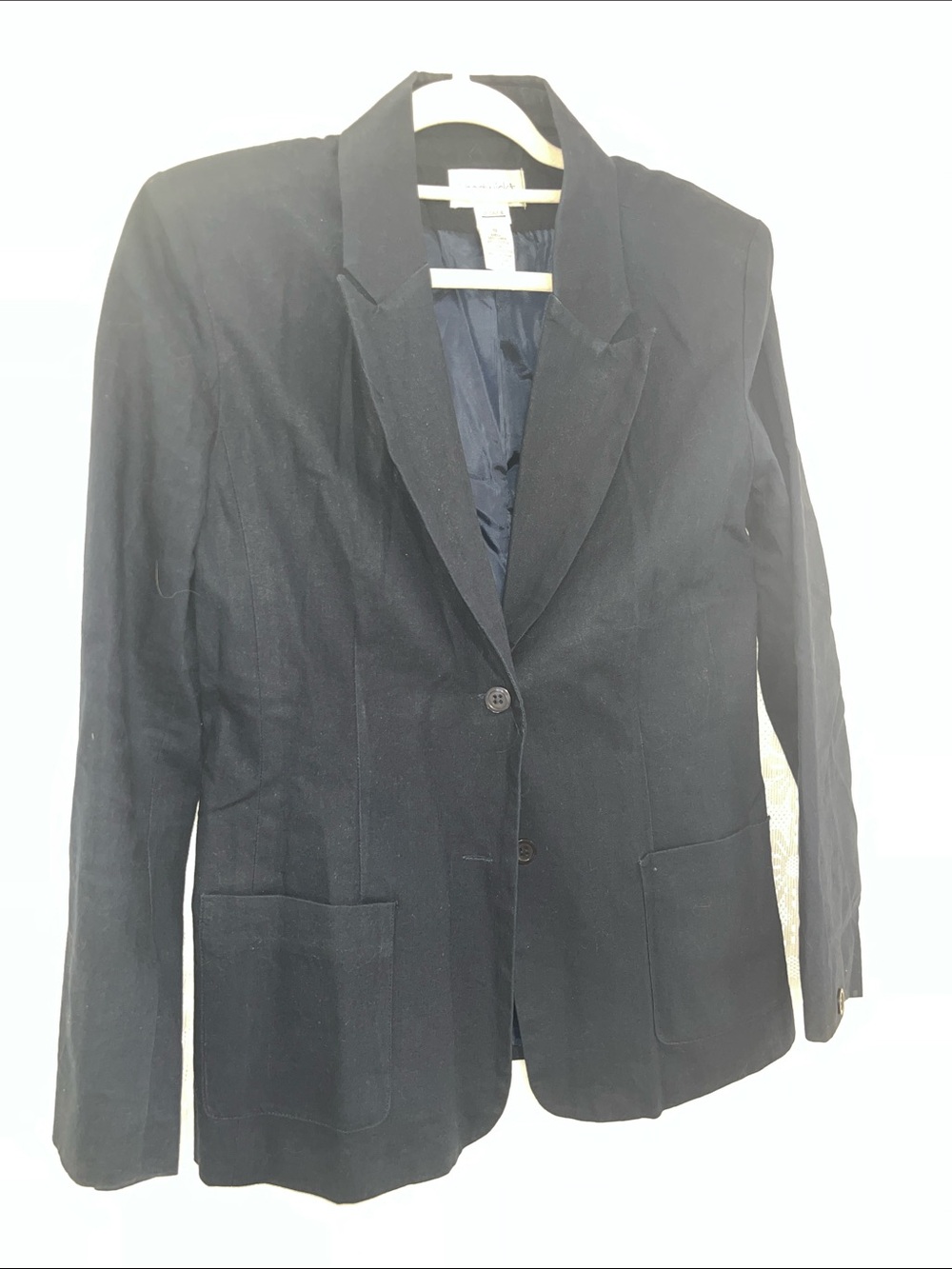 Chadwicks Navy Linen Blend Blazer 10
